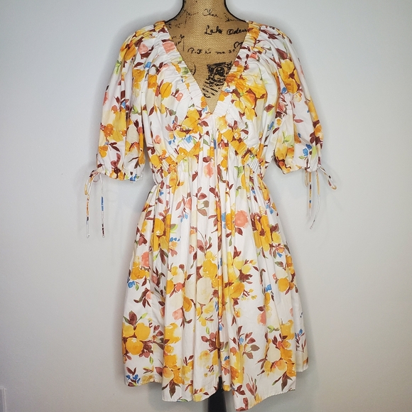 NWT Abercrombie & Fitch Poplin Puff Sleeve Babydoll Mini Dress Size XL - Picture 2 of 14